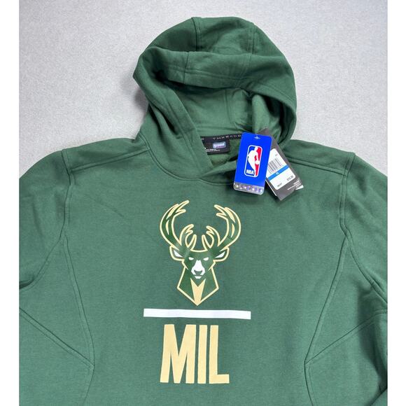 NWT Men's XL Threadborne Under Armour Milwaukee Bucks green logo hoodie - Picture 4 of 9